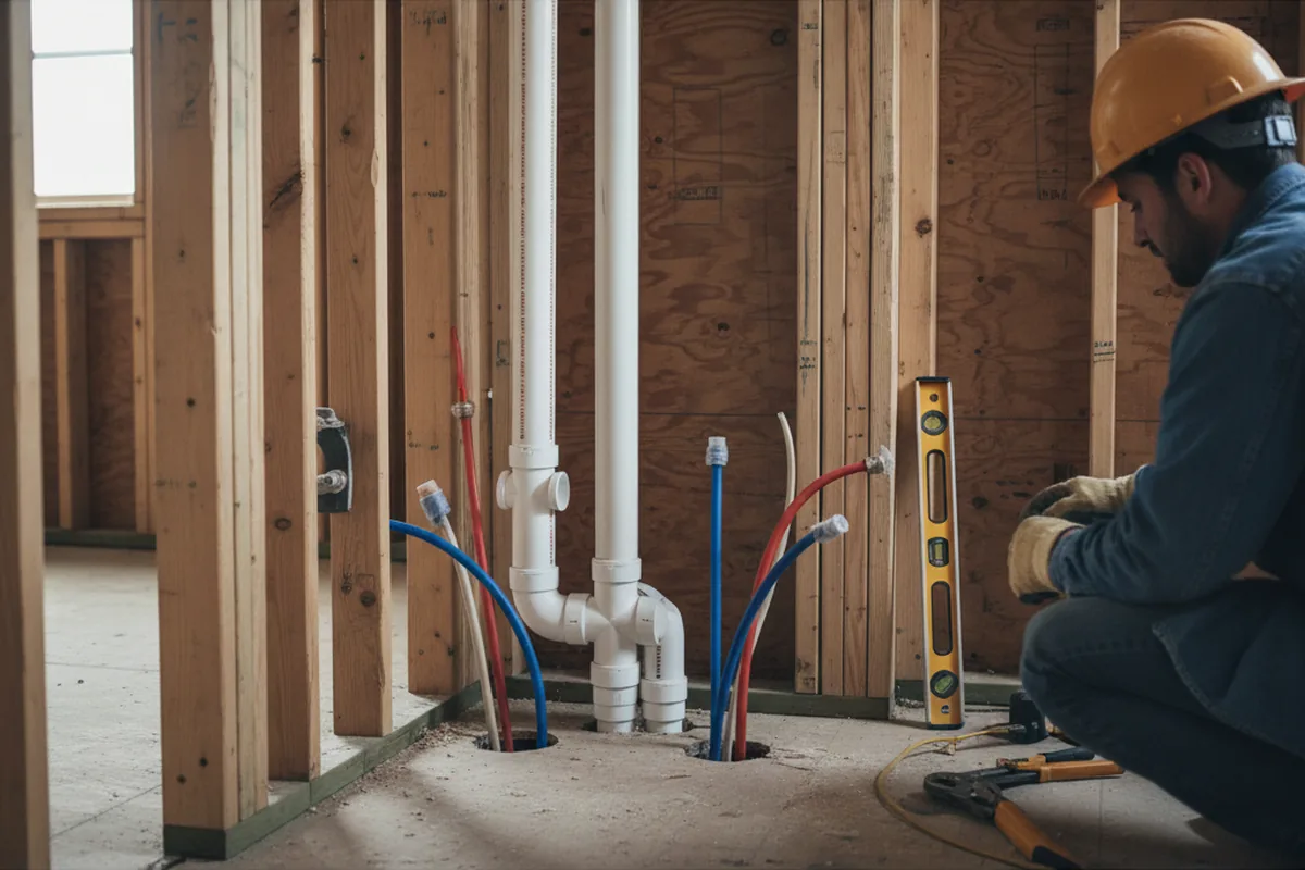 Drain and supply rough-in during Drain Cleaning in Buffalo